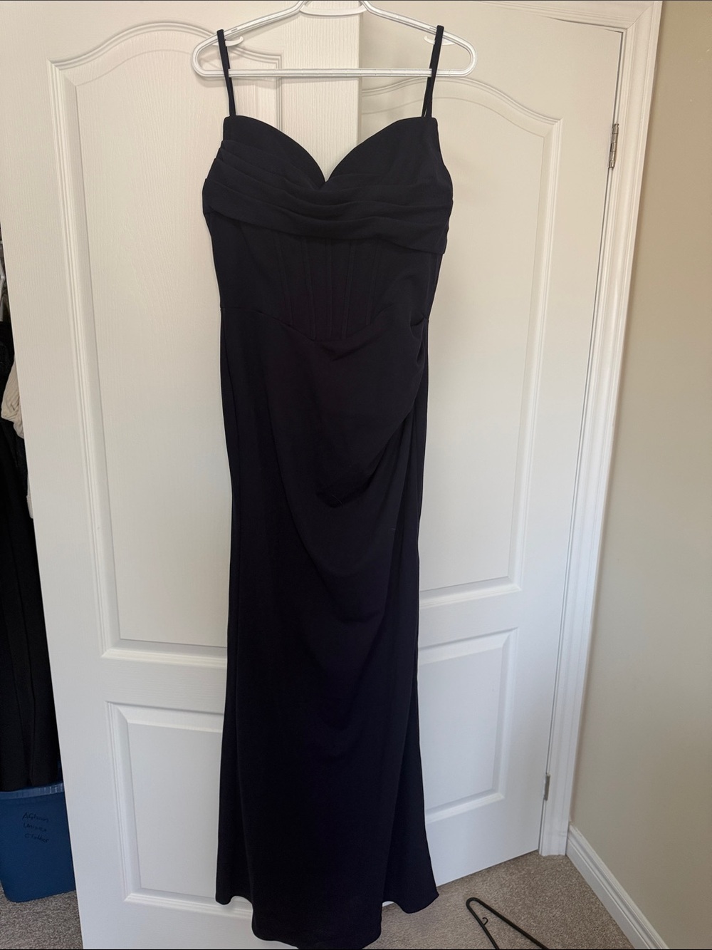 Black Spaghetti-Strap Evening Dress